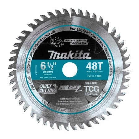 Makita Makita Carbide-Tipped Cordless Plunge Saw Blade, Corian, 6-1/2inDia, 48 TPI A-98809
